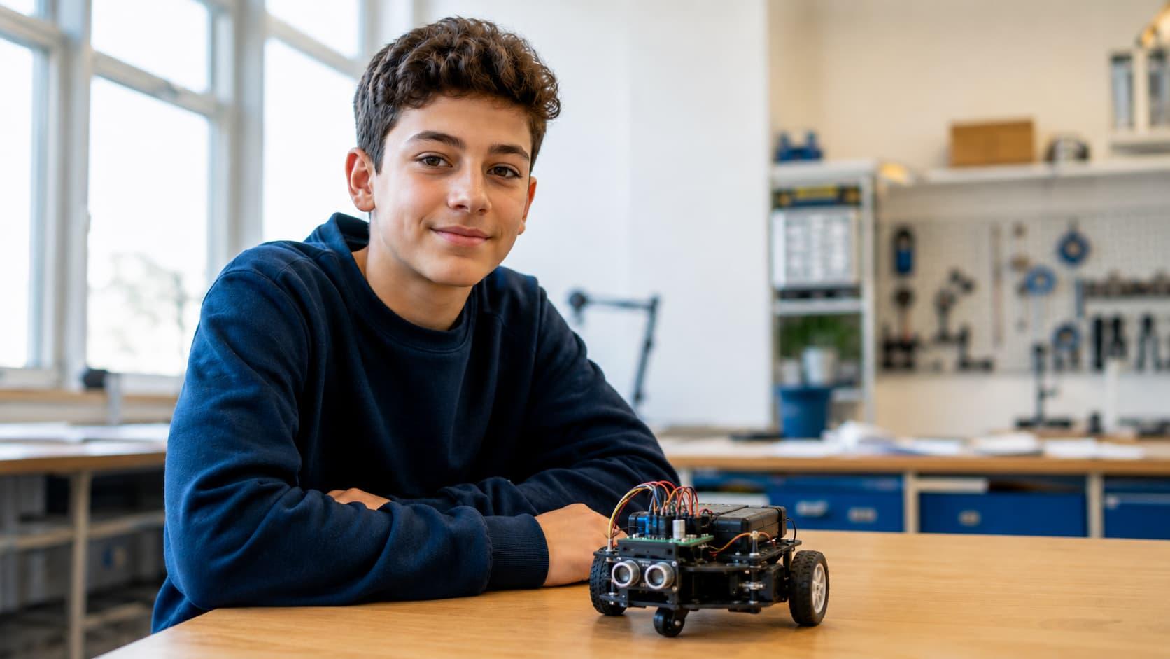 BotLab Academy - London - Parents - Student With Robot